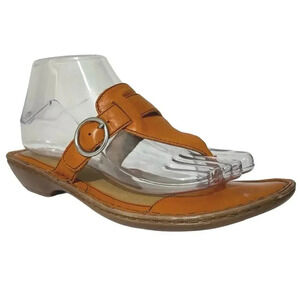 Born Orange Carlyle Sandals  Thong Full Grain Leather Size 9 Lagenlook wedge